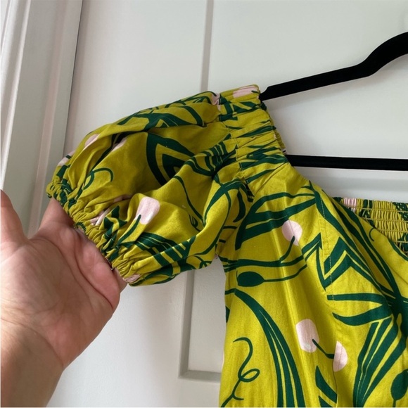 Maeve Puff-Sleeve Sweetheart Dress in Cherry Chartreuse - Picture 5 of 13